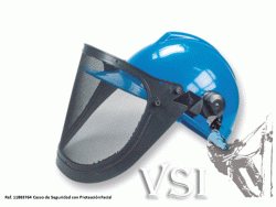 Casco de Seguridad color azul, con Protección Facial en malla