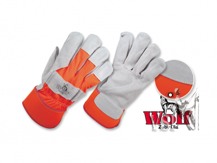 Guantes Zubiola Industriales en Carnaza y tela Algodón Rojo Neón.  Cosido con Ke