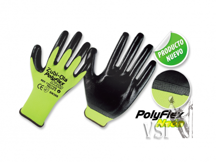 Guantes Zubiola Poliéster neón recubiertos en Nitrilo, DIP NORMAL “PolyFlex Neón