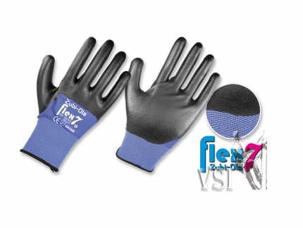 Guantes Zubiola Nylon Color Azul recubiertos en Nitrilo negro “Flex7”