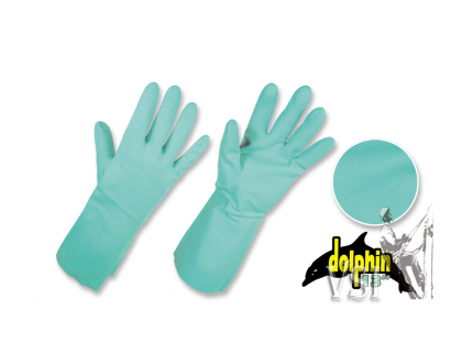 Guantes Zubiola Nitrilo Verde con Flock. Puño Largo 13 “Dolphin 13”