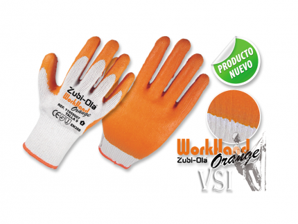 Guantes Zubiola Polycotton, recubiertos en Látex Naranja  DIP NORMAL  “WorkHand 