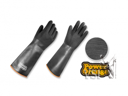 Guantes Zubiola Caucho Negro, Corrugado  Largo 16”  “PowerOrange”
