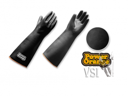 Guantes Caucho Negro. Largo 16”  “PowerOrange”