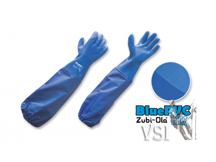 Guantes Zubiola Semicorrugados, Uso Industrial (60cms), con manga “Blue PVC Long