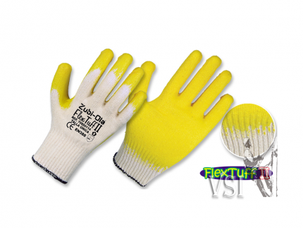Guantes Zubiola Hilaza recubiertos en Látex Amarillo, Multiusos  “Flextuff II”
