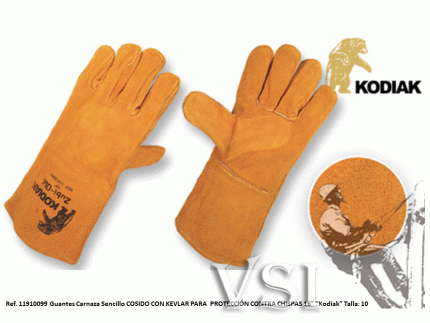 Guantes Carnaza -Soldador - Sencillo Largo 14”-“Kodiak” - COSIDO CON KEVLAR 