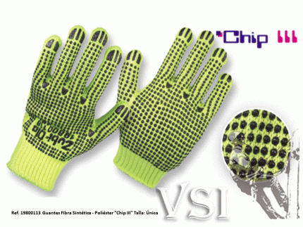Guantes Zubiola Fibra Sintética con Puntos PVC  2 Caras  “Chip III” Neón