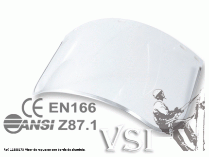 ZUBIOLA 11888173 VISOR DE REPUESTO PARA CARETA DE PROTECCIÓN FACIAL CON SOPORTE AJUSTABLE Y VISOR CLARO. BORDE DE ALUMINIO.