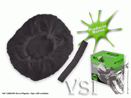 ZUBIOLA 11881245 GORRO PLEGADO, COLOR NEGRO, 21” • CAJA X 1.000 UNIDADES