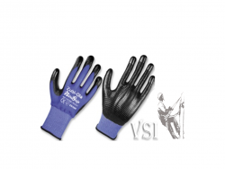 ZUBIOLA 11917038/39 GUANTES  POLIÉSTER TEXTURADO COLOR AZUL RECUBIERTOS EN NITRILO COLOR NEGRO “NITRIGRIP”.  PUÑO TEJIDO.
