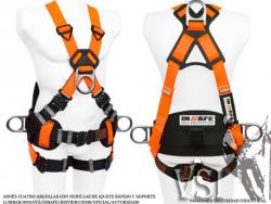 INSAFE IN 8004-1E ARNÉS 4 ARGOLLAS CON HEBILLAS DE AJUSTE RÁPIDO Y SOPORTE LUMBAR